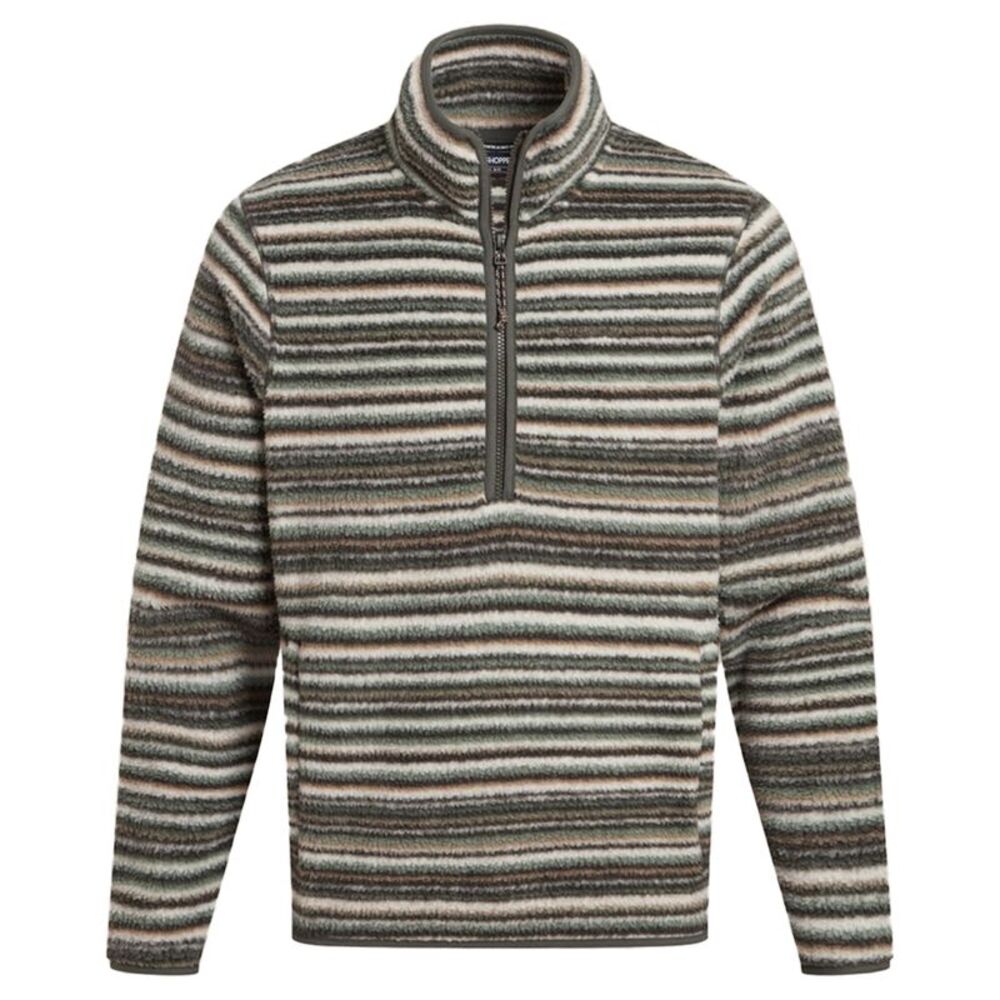 Craghoppers Mens Tatton II Contrast Striped Fleece Top / Woodland Green